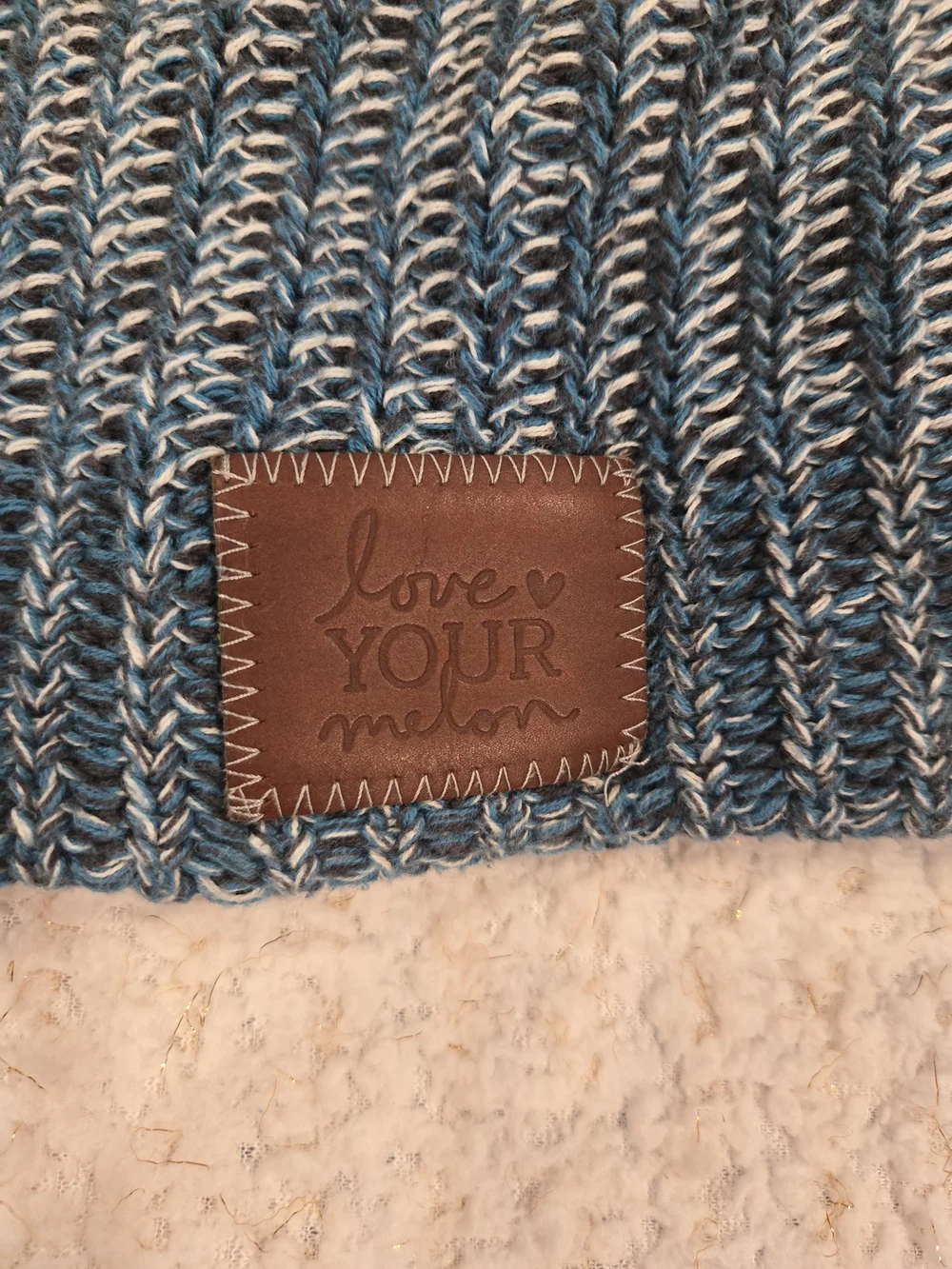 Love Your Melon Teal & White Marled Knit Beanie